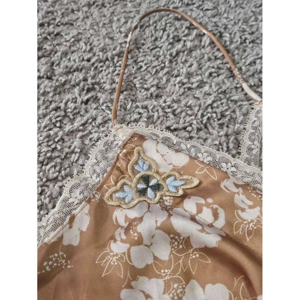 Intimately Free People Night Special Cami Floral Lace Trim Women Small Tan - Picture 7 of 8